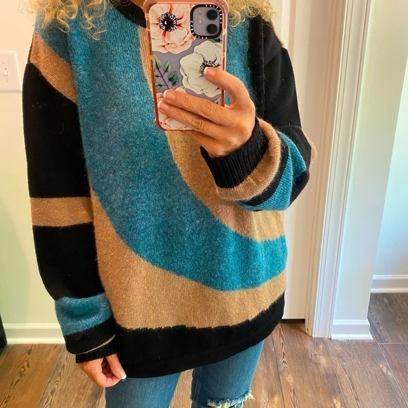 VERRI Italian Mohair Wool Blend Abstract Sweater - Picture 1 of 13